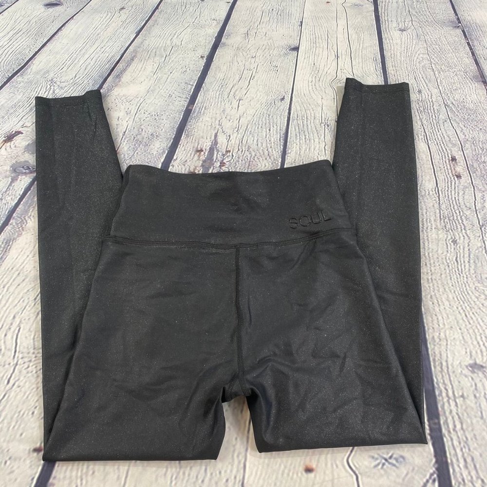 SOUL Women's Black Athletic Leggings High Rise - Picture 2 of 8